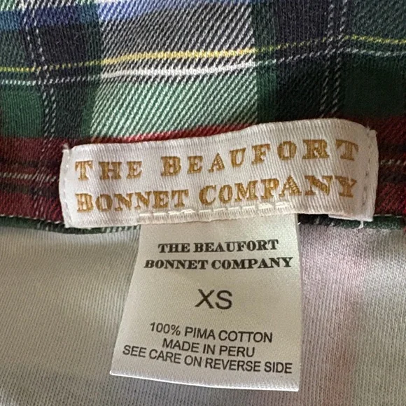 The Beaufort Bonnet Company Pajama Set Aiken Plaid Pima Cotton Holiday Size XS - Picture 2 of 14